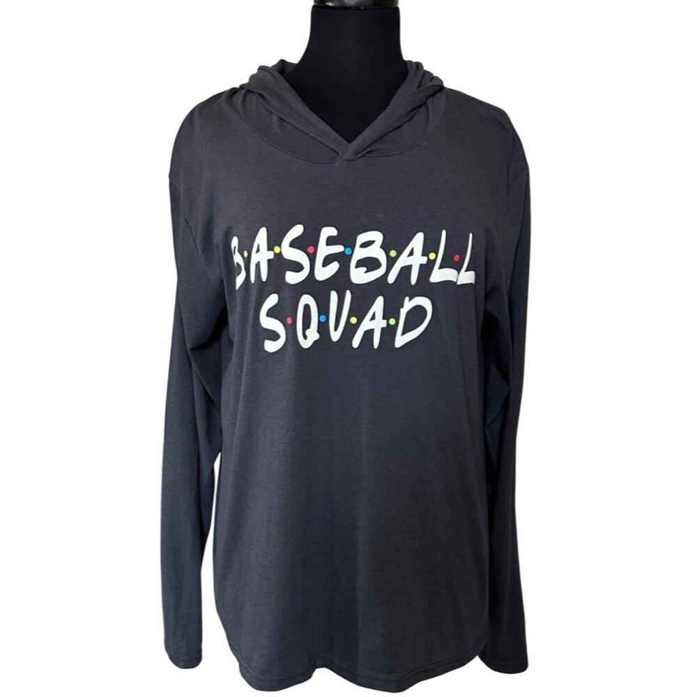 District Perfect Tri Hooded Gray Tee Baseball Squad Polyester Women's Size SMALL